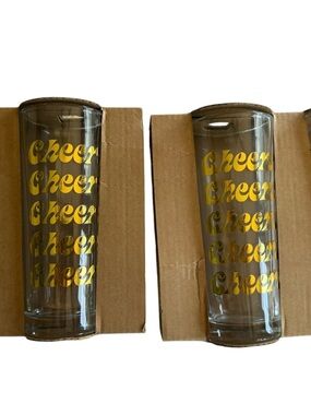 Gold Cheers Tall Glasses Set of 4